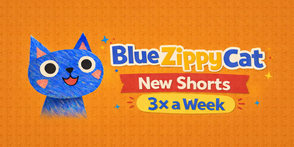Blue Zippy Cat Shorts thumbnail