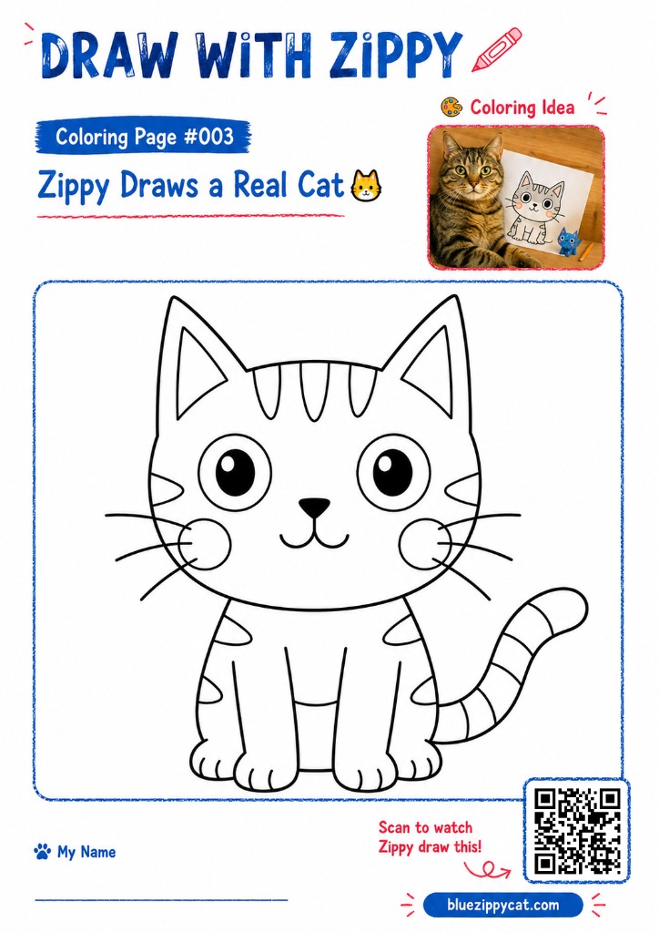 Blue Zippy Cat coloring pages